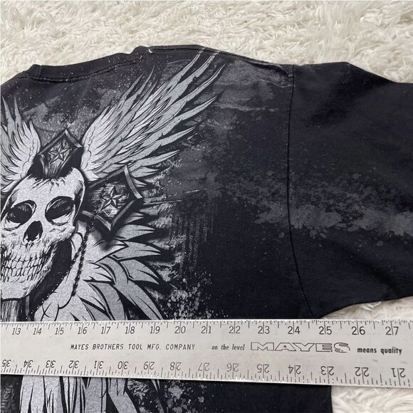 ANCHOR BLUE TShirt Mens 2XL Black Y2k BikerGoth Skull Crest Chain Cross Crew XXL - Picture 15 of 15